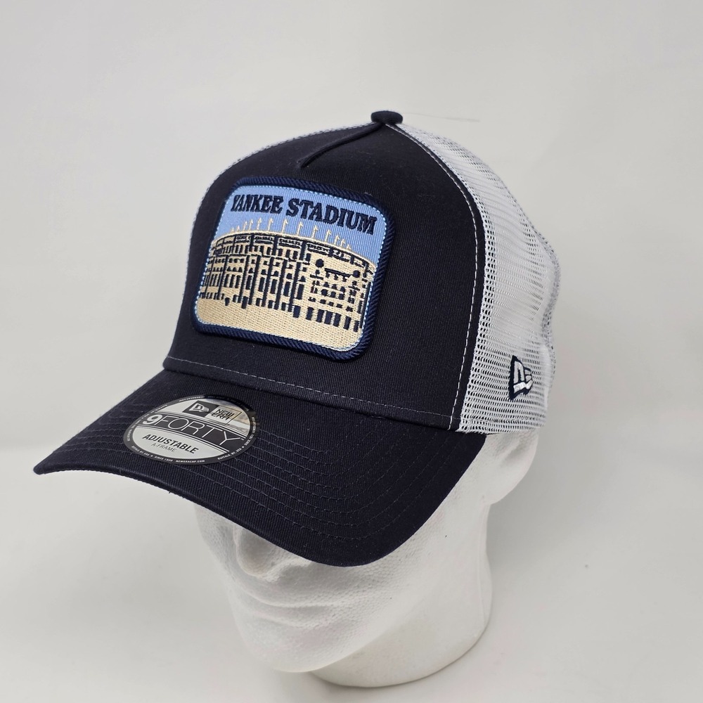 New Era 9FORTY NY Yankees Stadium Patch A-Frame Trucker Snapback Hat Cap Blue‎